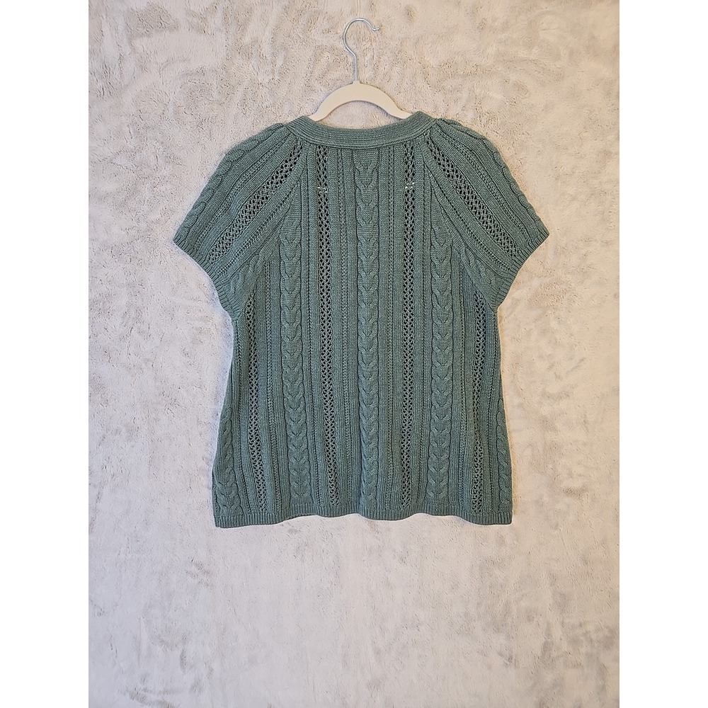 Sonoma Short Sleeve Open Front Cardigan Green Large 1 Button Sz XL - Picture 8 of 8